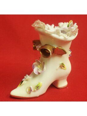 Vintage Legaco Floral Gold Bow Mini Bud Shoe Vase Japan